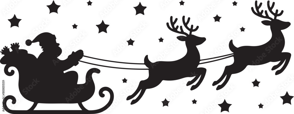 Obraz premium Christmas Santa claus with gift silhouette vector illustration isolated on a white background