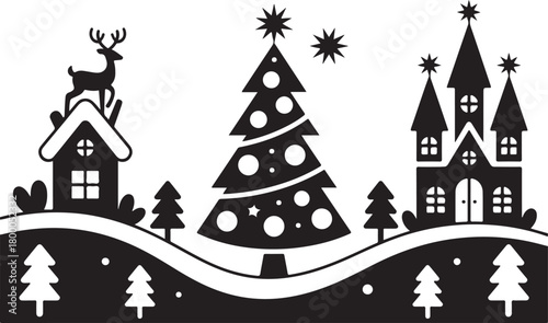 Christmas Santa silhouette black vector