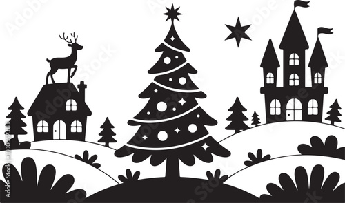 Christmas Santa silhouette black vector