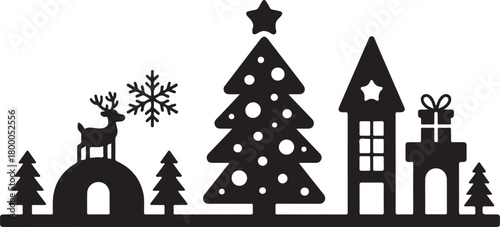 Christmas Santa silhouette black vector