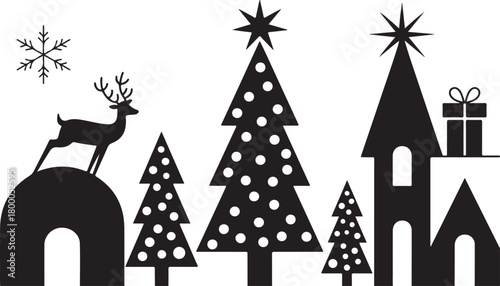 Christmas Santa silhouette black vector