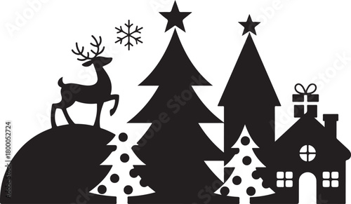 Christmas Santa silhouette black vector