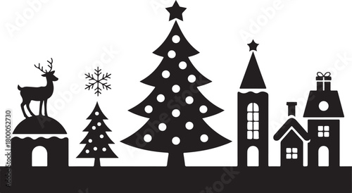 Christmas Santa silhouette black vector