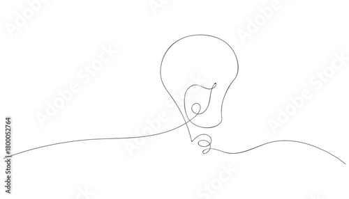 Minimalist line drawing of a light bulb and wire