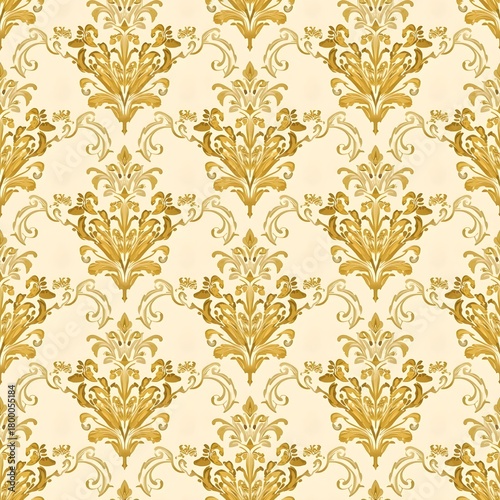 Vector golden damask seamless pattern Background for Textile And wallpaper print, vector illustration design Generative Ai