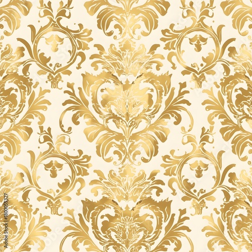 Vector golden damask seamless pattern Background for Textile And wallpaper print, vector illustration design Generative Ai