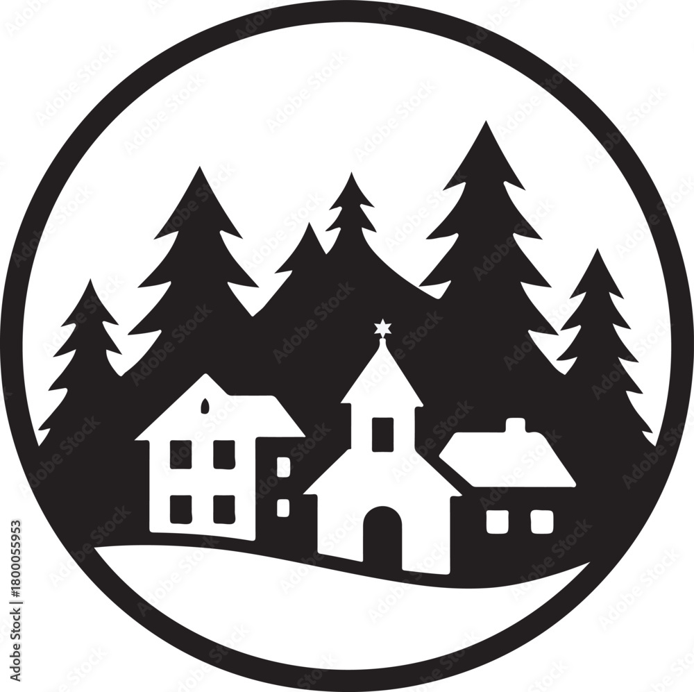 Obraz premium vector of winter house in the pine forest
