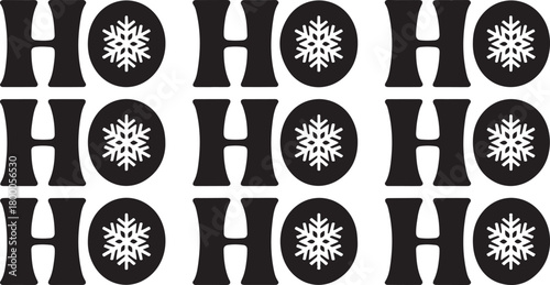 ho ho ho christmas text with snowflakes design