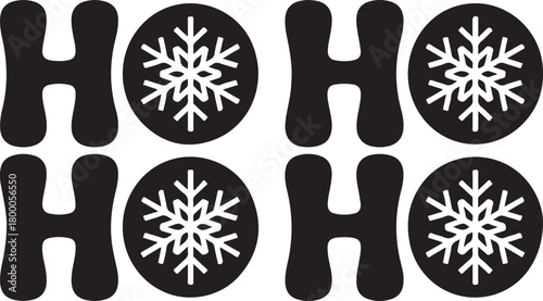 ho ho ho christmas text with snowflakes design
