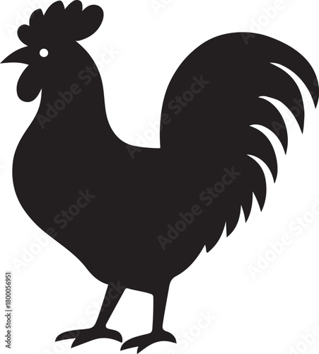 silhouette vector of rooster isolated on white background