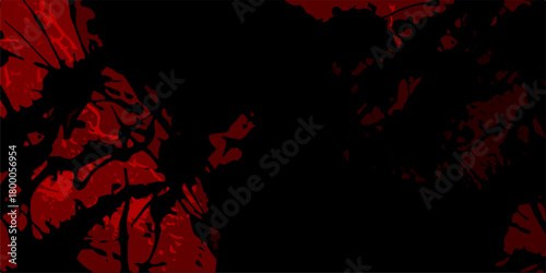 red background with relief black material surface. Distressed rough grunge texture surface red color. Fire & brimstone Abstract red grunge reflection. Decorative red panoramic background texture.