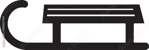 Snow sled silhouette vector on winter slope