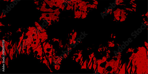 red background with relief black material surface. Distressed rough grunge texture surface red color. Fire & brimstone Abstract red grunge reflection. Decorative red panoramic background texture.