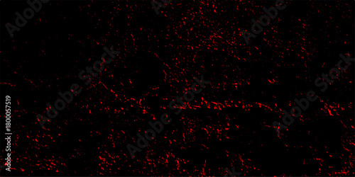 red background with relief black material surface. Distressed rough grunge texture surface red color. Fire & brimstone Abstract red grunge reflection. Decorative red panoramic background texture.
