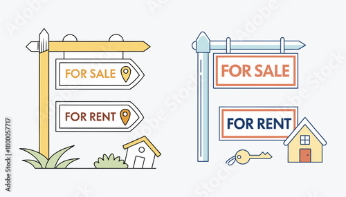 Realtor Selling House Icon – Real Estate Agent For Sale Sign Outline Vector