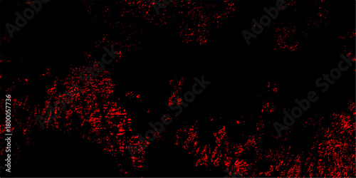 red background with relief black material surface. Distressed rough grunge texture surface red color. Fire & brimstone Abstract red grunge reflection. Decorative red panoramic background texture.