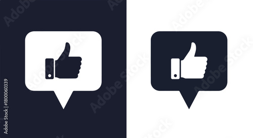 Thumbs up like icon in social media bubble - Blue icon vector - Vector icon symbol for website - Icon vector