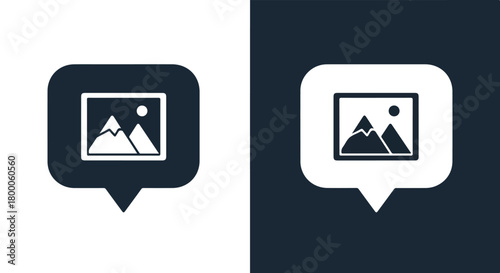 Picture message speech bubble graphic icon - Blue icon vector - Vector icon symbol for website - Icon vector