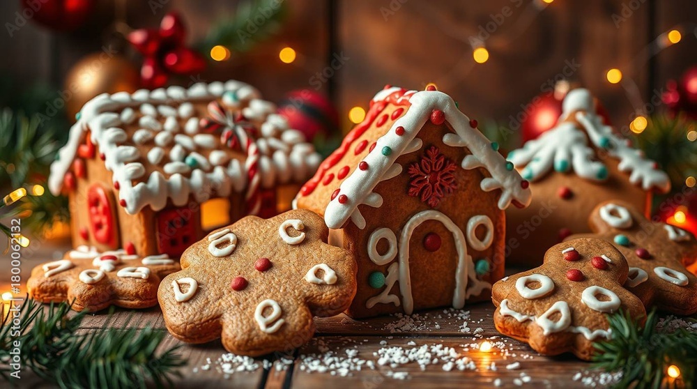 Obraz premium christmas cookies and christmas tree