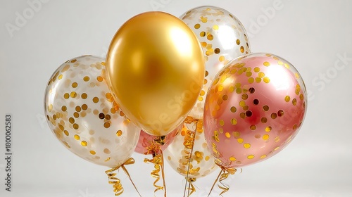 Golden and rose gold balloons celebrating a festive event