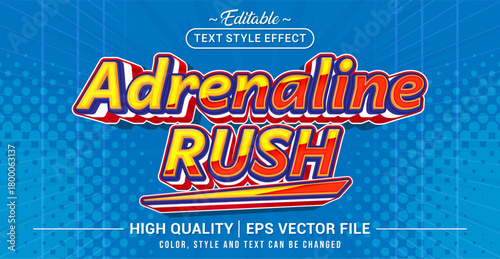 Papier peint Editable text effect vector “Adrenaline Rush”, styled with bold energetic vibes to amplify speed, intensity, and excitement for action-packed visual themes