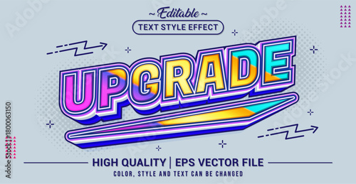 Editable text effect vector “Upgrade”, designed to express improvement, elevation, and modern progress with a clean, bold, and futuristic text style.