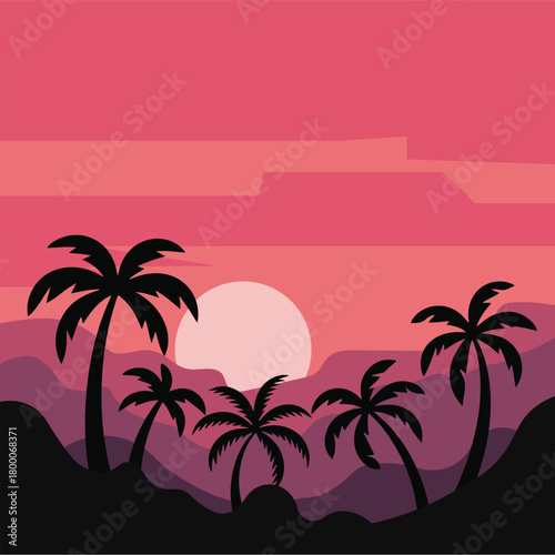 vector illustration of a tropical beach
