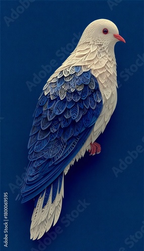 White dove in minimal paper cut style