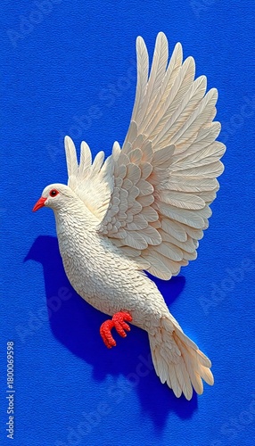 White dove in paper cut style for Peace Day background