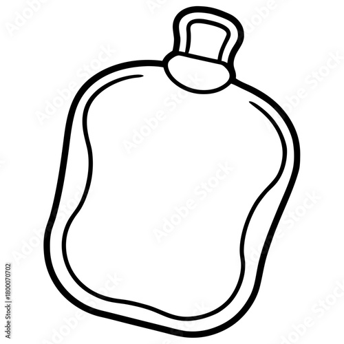 Hot water bottle, simple black and white drawing