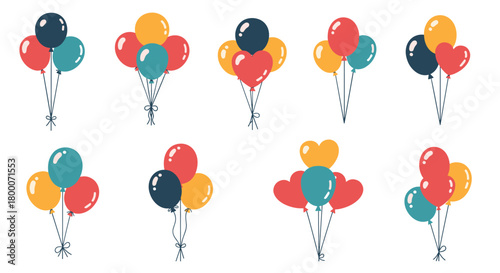 A collection of colorful balloons symbolizing celebration and joy for parties and special occasions.