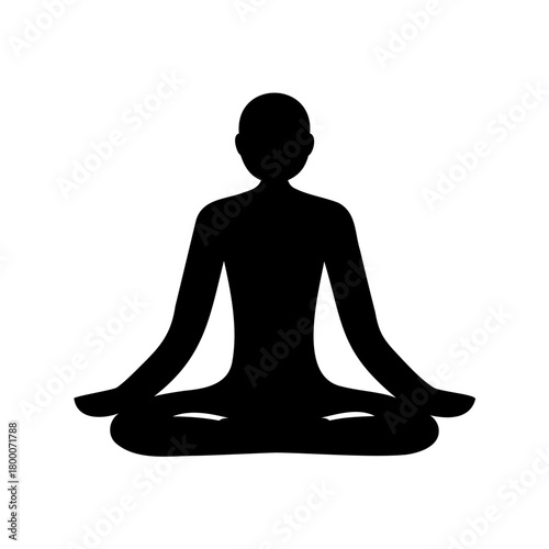Black silhouette of person in yoga lotus position for spiritual wellness