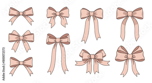 A collection of elegantly designed satin ribbon bows with decorative stitched edges ideal for gift wrapping and craft projects.