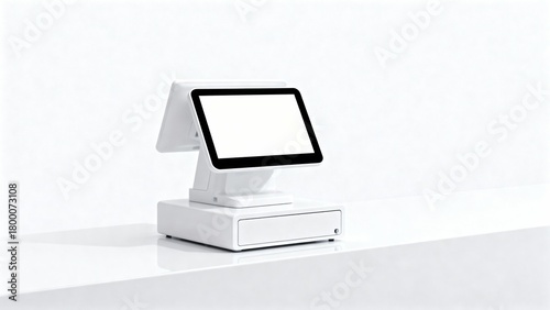 Modern POS system with blank screen on white background