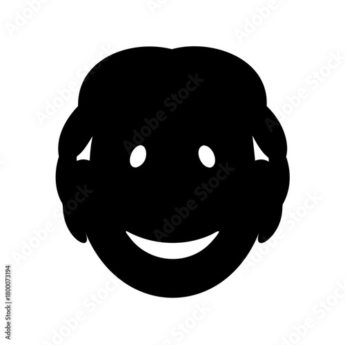 Simple Black Smiley Face with a Curved Mouth Expressing Happiness