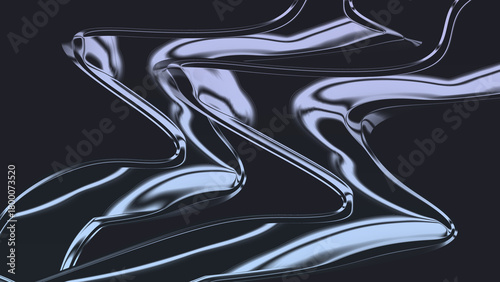Fluid chrome ripples abstract background with reflective metallic waves design