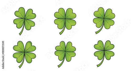 Six lucky four leaf clovers in a grid pattern creating a symbol of good fortune and prosperity.