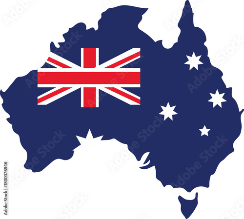 Map of australia with the australian flag superimposed