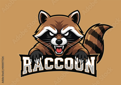 Fierce raccoon gaming logo mascot art - Gaming logo - Gaming Mascot - esport mascot vector illustration