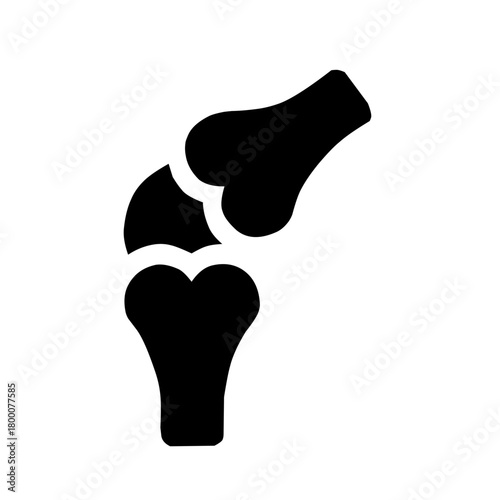 Anatomical knee joint icon representing human bone structure, orthopedics, arthritis, movement, and joint health. Ideal for medical and physiotherapy concepts.