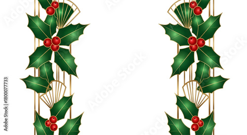 Christmas holly berry border design for holiday season festive decor