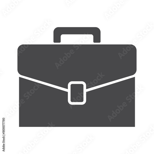 Flat Vector office Briefcase, Handle Business Bag, isolated white background 