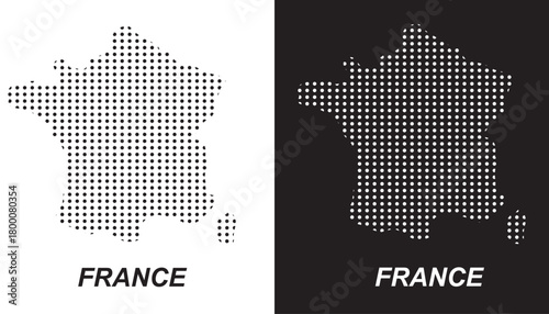 France Dotted Map, Halftone Style Modern Digital Outline of French Country Vector EPS