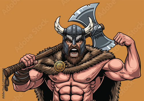 Fierce viking warrior with axe gaming logo - Gaming logo - Gaming Mascot - esport mascot vector illustration