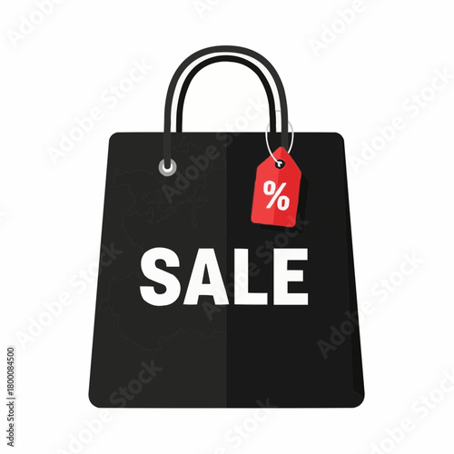 Vector illustration of a black shopping bag for a big Black Friday sale promotion