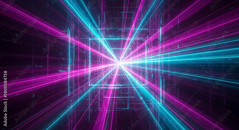 Obraz premium Abstract tunnel generating data flowing cyber light rays