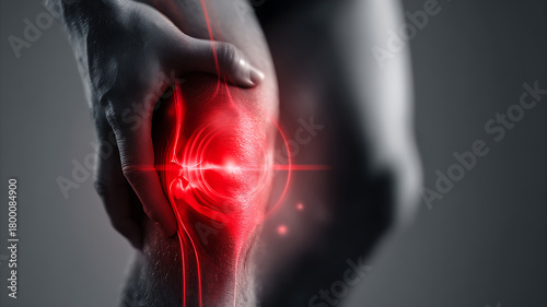 Knee Pain and Inflammation: Red Glow Highlights Joint Discomfort