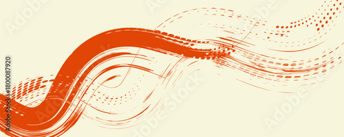 Grainy blue spiral and curly brush stroke with spray texture. Vector grunge texture with brush drawn squiggles,