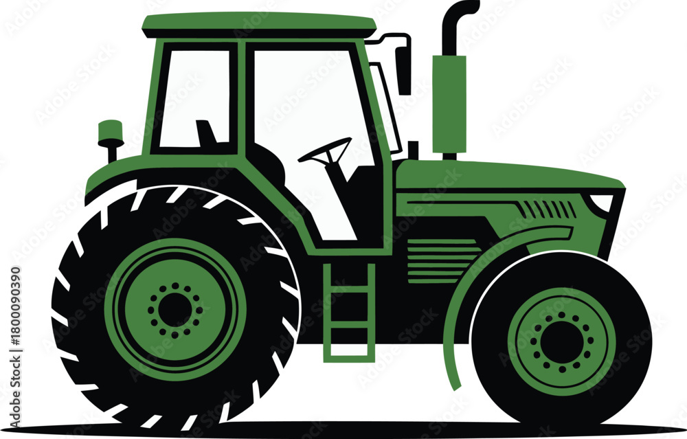 Obraz premium Green farm tractor vehicle illustration for agriculture work