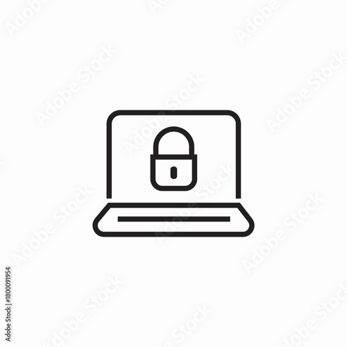 laptop password protected icon sign vector